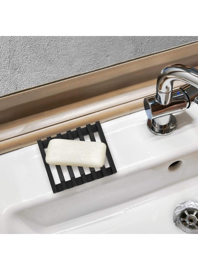 1 pcs Soap Dish, Bar Soap Holder, Non-Slip Bathroom Accessories Soap Case Saver, Self Draining Soap Container Soap Drainer Shower Soap Dish, Silicone Holder for Soap, Sponges, Scrubber - Image 4